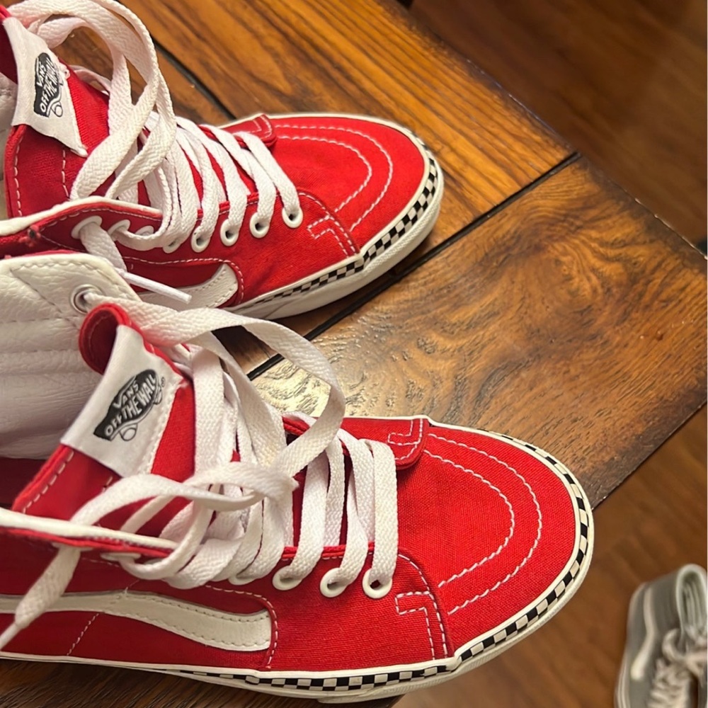 Red white and black vans